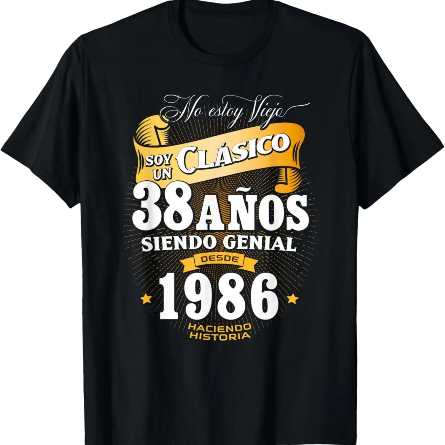 Vintage 38th Birthday Men Funny 1986 38 Birthday Spanish T-Shirt S чёрный