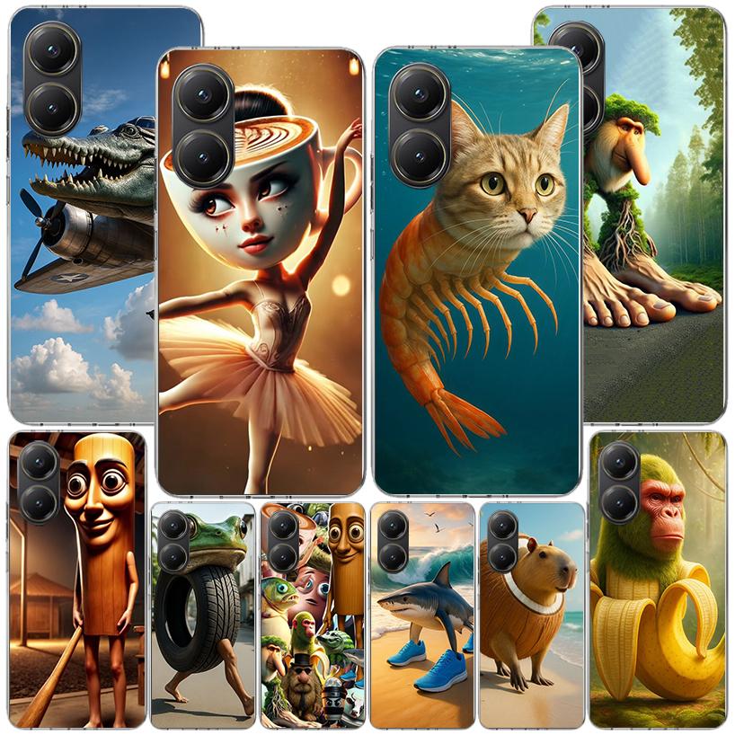 Italian Brainrot Animals Phnoe Case for Xiaomi Poco X5 X6 X7 Pro X4 Gt F7 Ultra M8 M7 Redmi 15C 15 13C 13 12C 12 Unique Cover Co