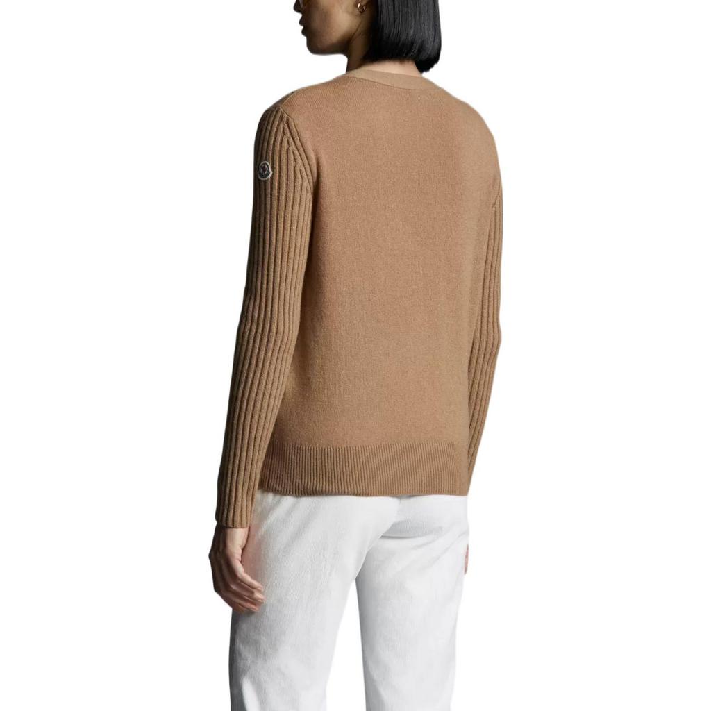 Moncler SS22 Wool Diamond Pattern Cardigan V-Neck Cashmere Sweater Women sweater Walnut-Brown H10939B00018M1546234