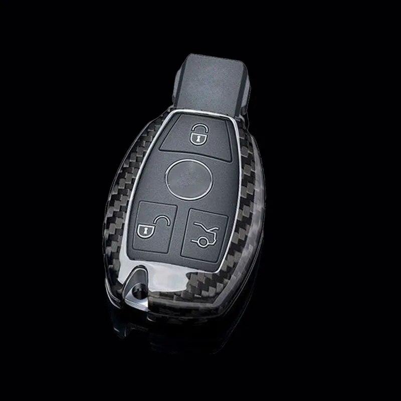 Carbon Fiber Style Car Key Cover Case For Mercedes Benz A B C E CLA GLA S Class W204 W203 W211 W212 W176 AMG Auto Accessories