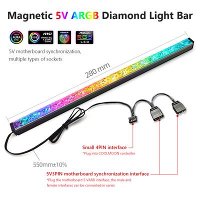 Barra de Luz LED ARGB COOLMOON Diamond 5V 3Pin/Pequeno 4Pin Magnética Colorida Atmosfera Lâmpada DIY para Gabinete de PC