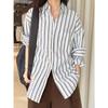 Louvre Spring Korean Fashion Striped Loose Casual Women's Top