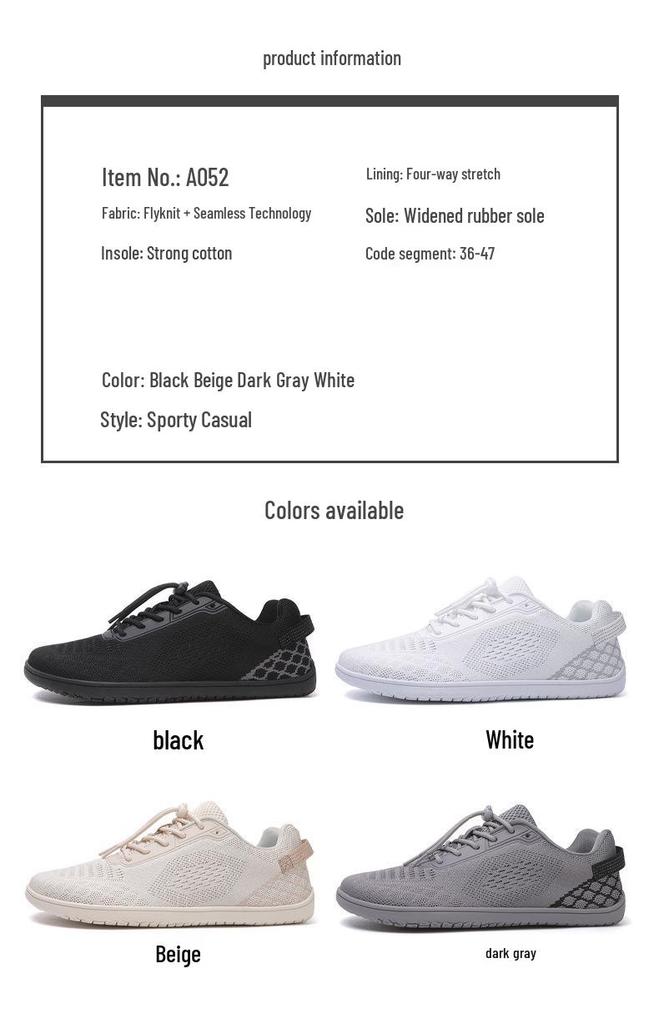 Men's Breathable Wide-Toe Barefoot Casual Shoes - Large Size, All-Season Walking Shoes