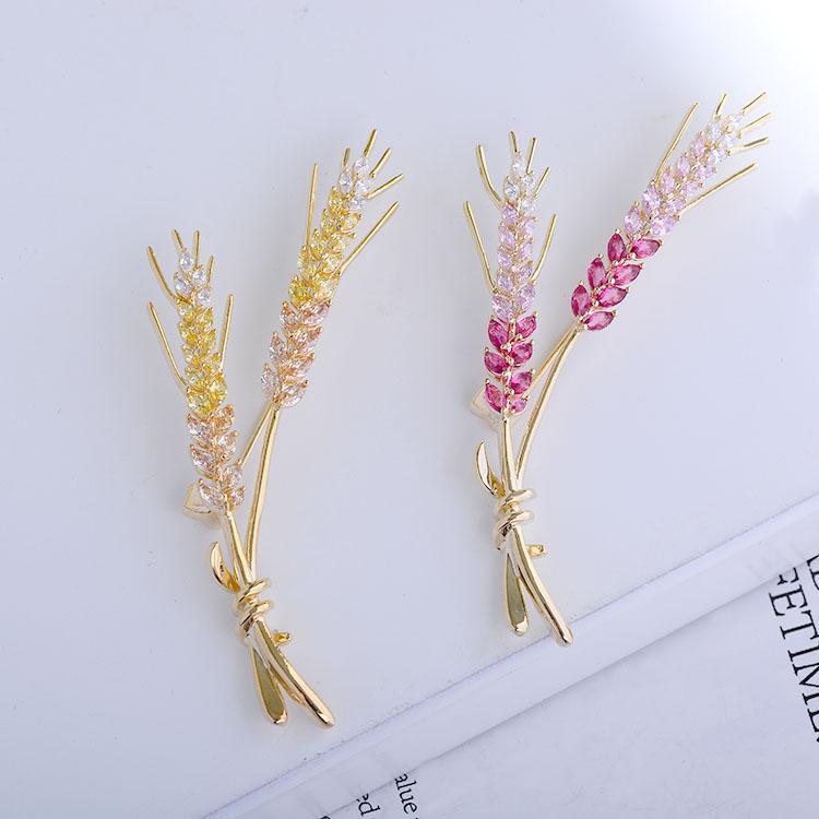 Elegante Weizenähren Zirkon Brosche - Modisches Anstecknadel Zubehör für Damen