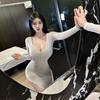 Sex Underwear Sexy Split Perspective Cheongsam Celebrity Nightclub Uniform Free Stepmother Dress Dress
