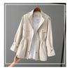 Women Spring Autumn Jacket Loose Oversize  Windbreaker Mid Length Outwear Women All Match Trench Coat
