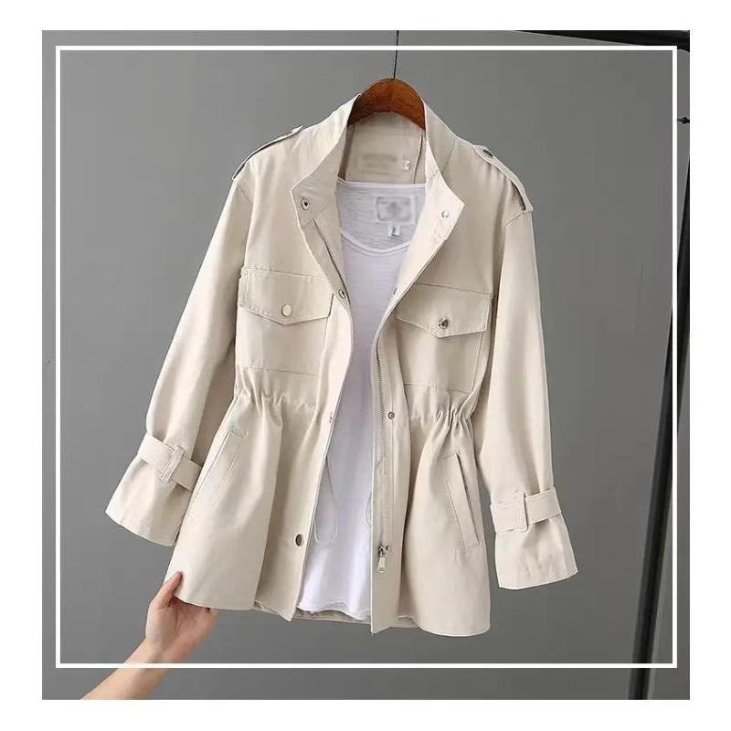 Women Spring Autumn Jacket Loose Oversize Windbreaker Mid Length Outwear Women All Match Trench Coat