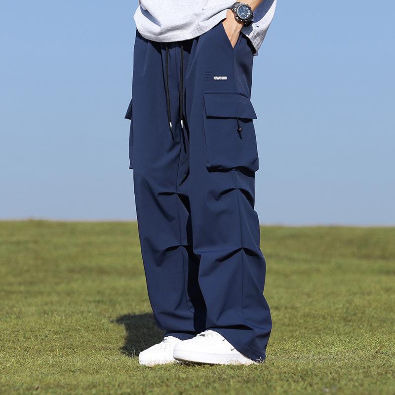 

И штаны-парашюты мужские, толстые и большие размеры, модные, толстые, свободные, прямые, спортивные штаны 6XL синий