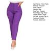 Women Pencil Pants Solid Color High Waist Straight Leg Fit Long Trousers