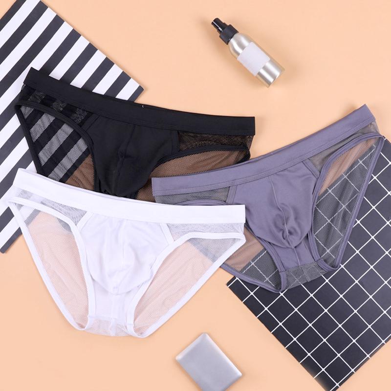 1Pc Low Waist Lingerie Acrylic Fiber Panties Men's Sexy U Pouch Underwear Briefs