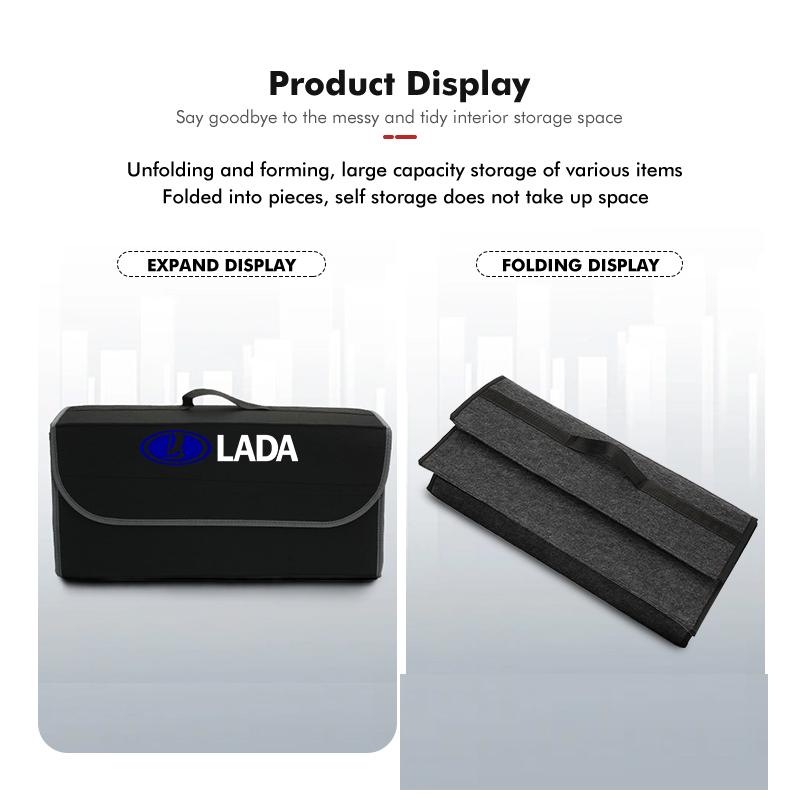 For Lada Car Foldable Felt Trunk Storage Bag Large Capacity Organizer Box Accessories Samara Niva Vesta Granta Riva Priora 4x4 WW20