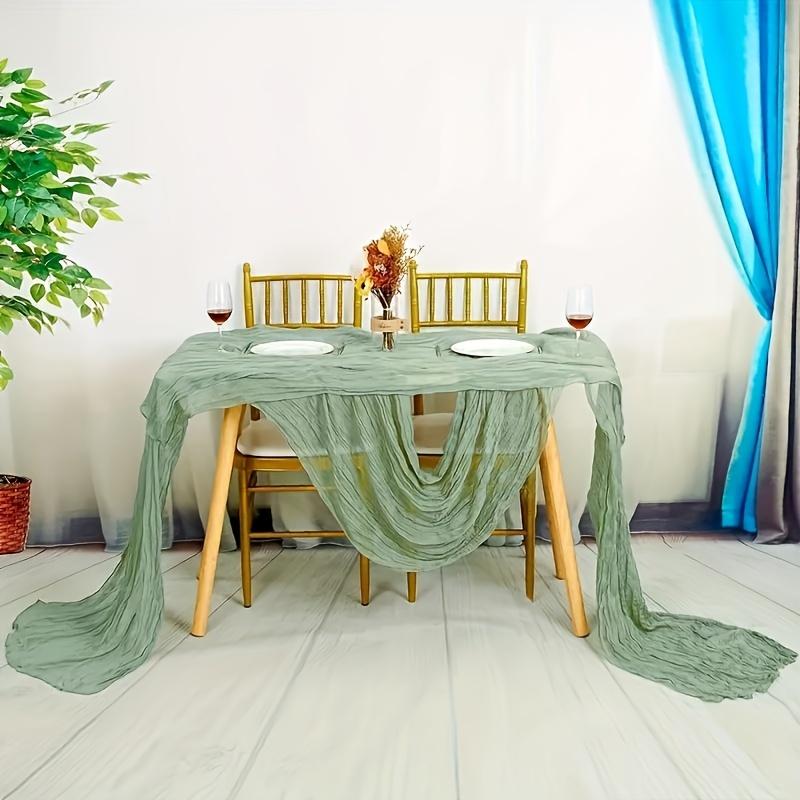 1pc Bohemian Polyester Table Runner - Beige & White Ruffled Design, Rectangular Fabric with Elegant Floral Accents for Weddings, Parties