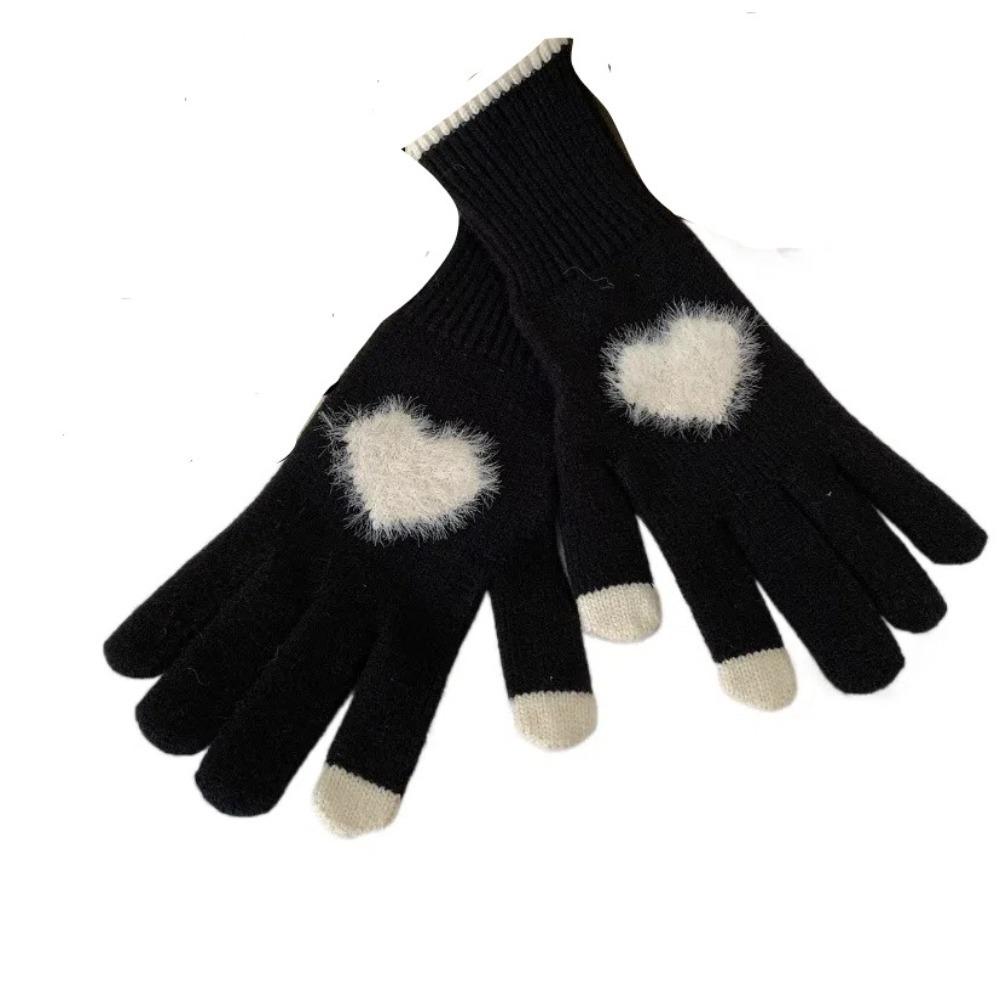 Touchscreen Love Heart Gloves Warm Cycling Gloves Fashion Women Knitted Gloves  Ladies
