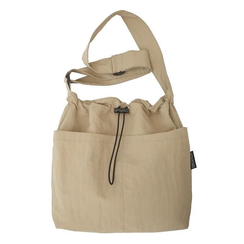 Nylon Casual Bucket Bag For Travel And Leisure With Drawstring Closure For Men And Women