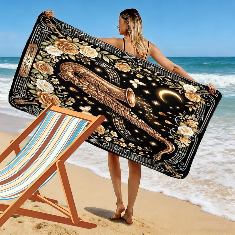 Vitage Art Print Beach Towel, Large Soft Quick Dry Towel for Beach Camping Swimming