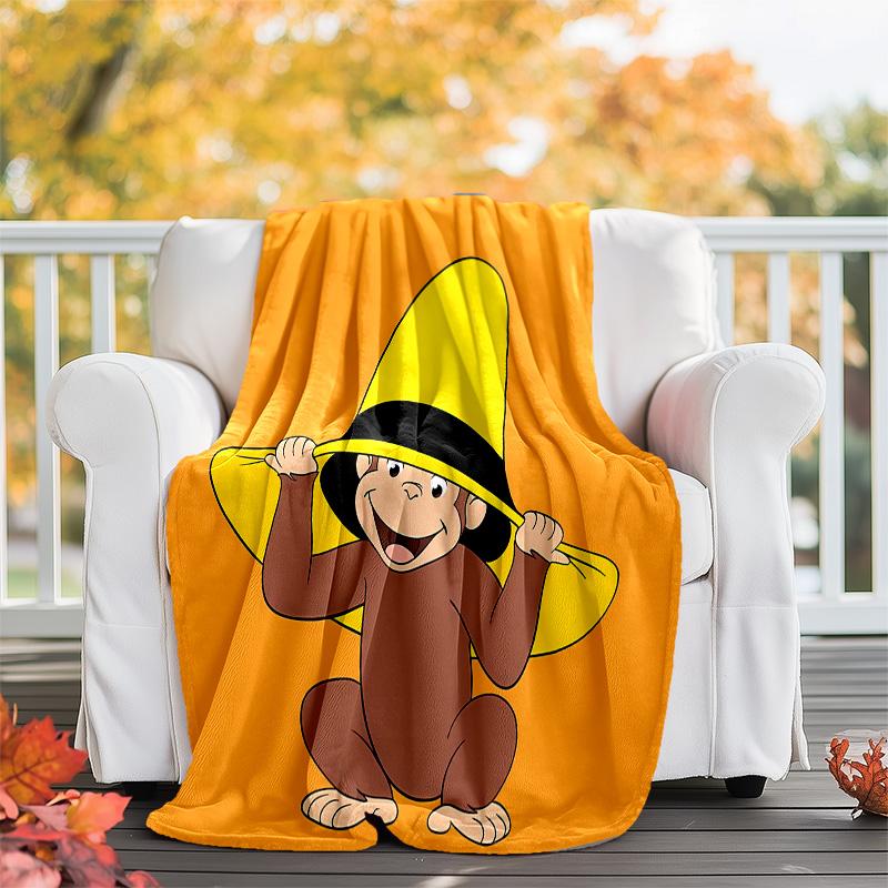 Curious George1 printed throw blanket—lightweight,soft,warm;versatile blanket for all seasons—perfect as &air-conditioning throw,nap blanket