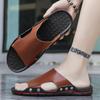 Sandals Mens Leather Classic Summer Men Slippers Soft Black Slippers PU Leather Slippers Lightweight EVA Slides for Men