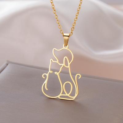 Cazador Cute Cat Dog Pendant Necklace for Women Girls Stainless Steel Jewelry Animal Pet Kitten Necklaces Gift 2026 Trend New