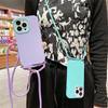 Smycz Crossbody miękki płynny silikonowy pokrowiec na Iphone 14 13 12 11 Pro Max X Xr Xs 14pro 13 pasek liny naszyjnik ze sznurka powiesić okładkę