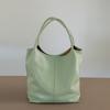 Top Layer Cowhide Japanese Korean Lightweight Hand-held Shoulder Leather Garbage Bag Tote