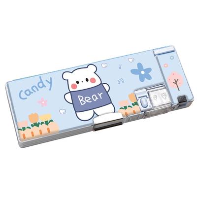 Pencil Bag Cute Cartoon Style Double Sided Inbuilt Sharpener Portable Large Capacity Large Pencil