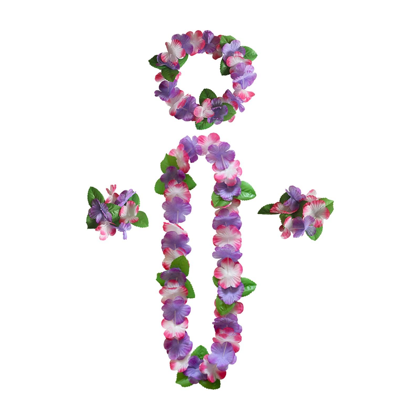 

Гавайская гирлянда для вечеринки, 12-цветное ожерелье с лепестками, браслет, комплект из четырех предметов, аксессуары для праздничного наряда One Size
