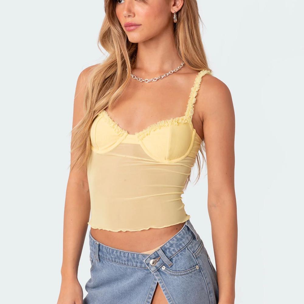Summer Lace Underwire Camisole: Sexy, Sheer, Chest-Enhancing Vest