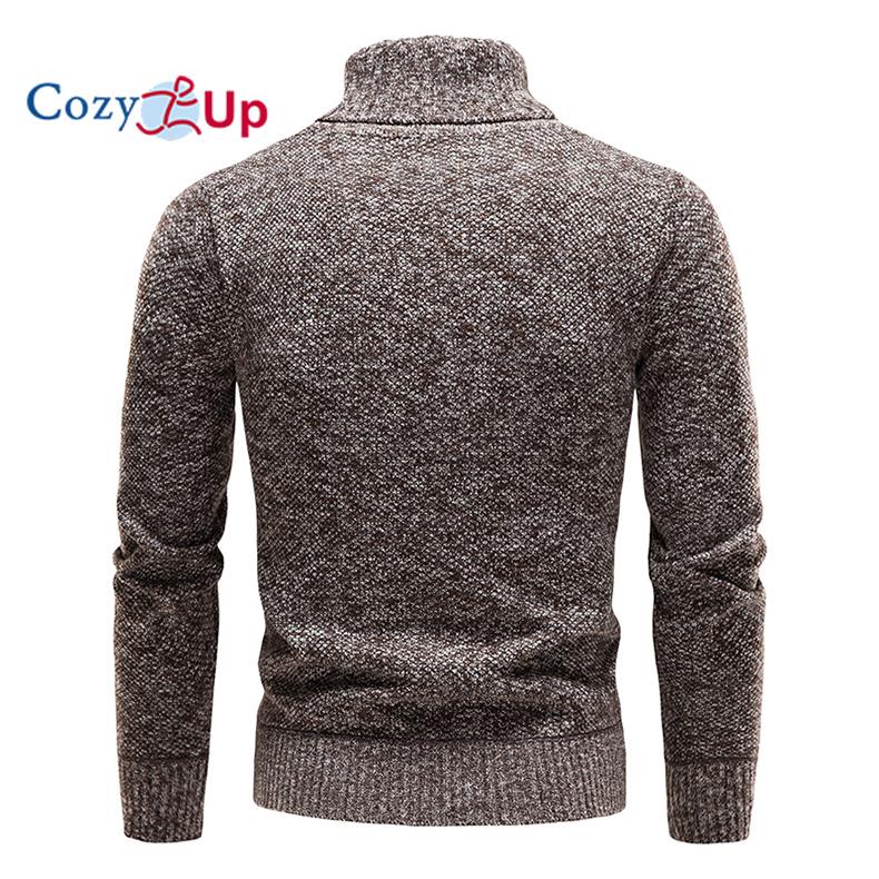 Cozy Up Men's Autumn and Winter Solid Thickened and Padded High-Collar Sweater