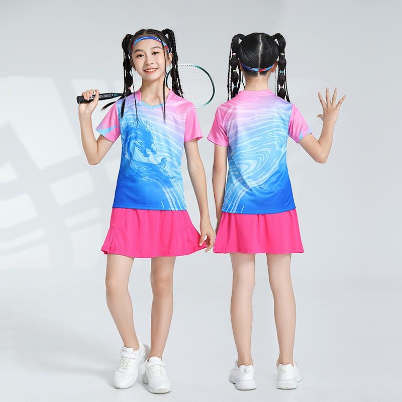 Kids Quick-Dry Badminton Training Set Girls Boys Sportswear Lightweight Bamboo Fiber Athletic Outfit