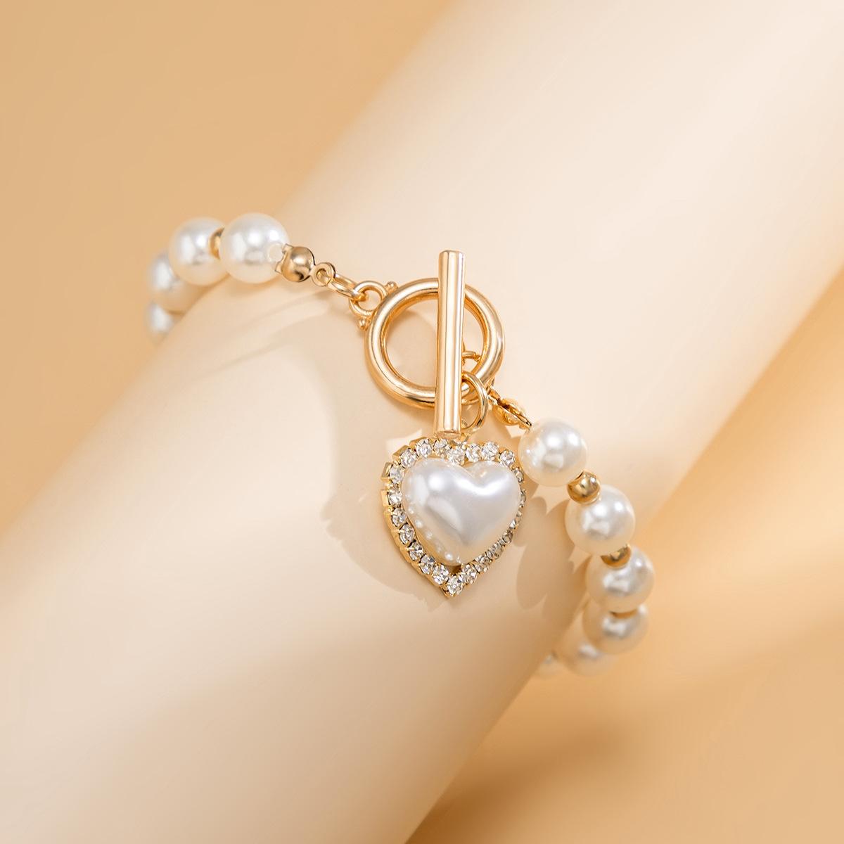 Fashion Portrait Portrait Chain Bracelet Set for Women Trendy Imitation Pearl OT Buckle Bracelet Party Jewelry Accessories