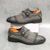 Summer New Punched Grey Leather Shoes Casual Leather Men Shoes Thick Soled Formal Oxford Shoes Comfy Male Classic Dress Footwear