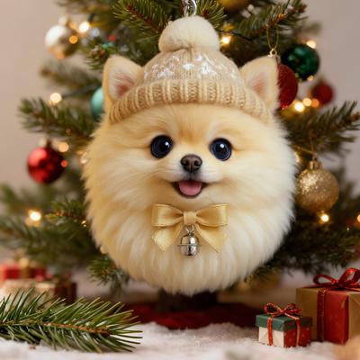 Yousheng Winter Acrylic Cat Hanging Decoration Christmas Tree Knitted Hat Kitten Dog Rabbit Hedgehog Hanging Ornament Animal Pendant