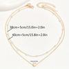 Retro Double-Layer Heart Pendant Necklace with Imitation Pearl
