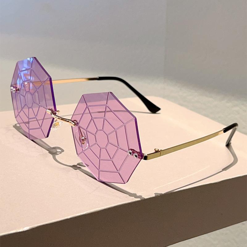 Lunettes de soleil non polarisées en forme de toile d'araignée pour hommes, sans monture, élégantes, amusantes, décoratives, pour femmes, tendance, chic, design de marque, lunettes de soleil rave