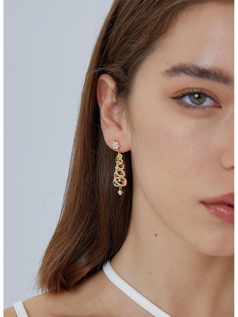 E0535 European & American Christmas Tree Snowflake Zircon Stud & Dangle Earrings for Women