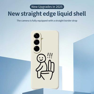 Etui na Samsung Galaxy A56 5G z nadrukiem wzoru Stickman na toalecie, proste krawędzie, tylna pokrywa telefonu z TPU