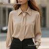 2026 Autumn Women's Solid Color Casual Long Sleeve French Lapel Shirt