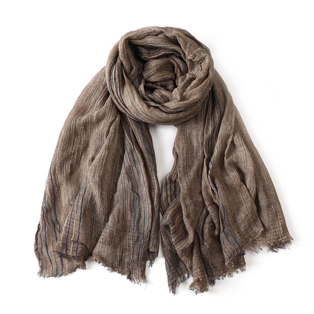 Бавовняні та лляні чоловічі шарфи в смужку Осінь Зима Чорний Темно-синій Теплий чоловічий шарф Чоловічі аксесуари З короткими китицями Bufanda Шаль