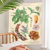 Ayahuasca Botanical Tapestry Wall Hanging Vintage Print Floral Illustration Flower Reference Chart Wall Cloth Art INS Home Decor