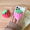 Simulated Plush Strawberry Phone Airbag Holder Small Fresh Instagram Wind Back Sticker Watch TV Shows Desktop Foldable Air Cushion