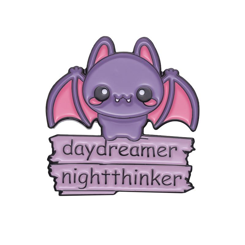 Animal Letter Whimsical Metal Badge Brooch Featuring Quirky Frog And Bat Style