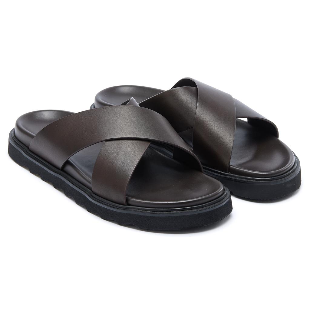 Moda Nuove Eleganti Pantofole Antiscivolo da Uomo in Vera Pelle Tomaia in Pelle di Vacchetta di Alta Qualità Morbide Comode Traspiranti Sandali Scarpe da Uomo per Uso Quotidiano