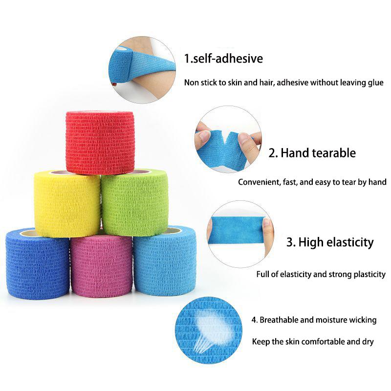 Non Woven Elastic Self Adhesive Bandage Cohesive Bandage for Sports Fixing Finger Wrist Leg 1roll 2.5/5/7.5/10cm*4.5m
