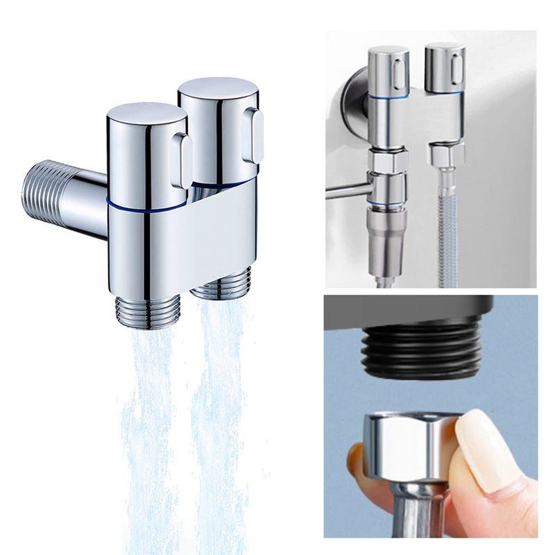 A84E-Mini Multi-Function Faucet Brass 1 Into 2 Out Dual Control Washing Machine Chrome Tap For Washing Machine And Toilet