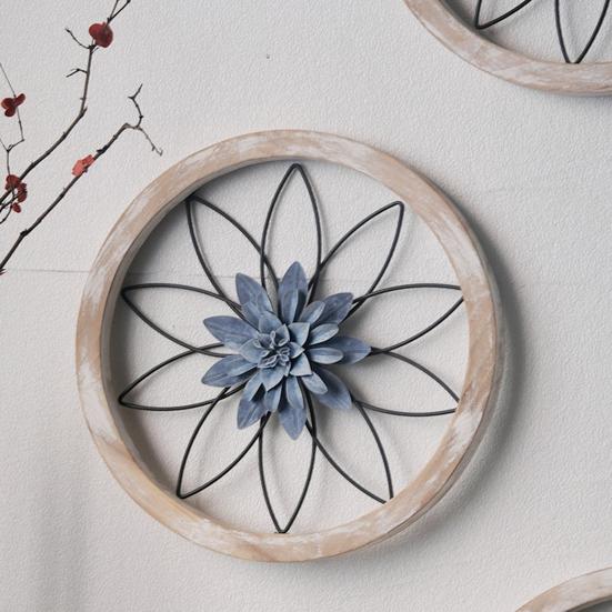 3 Pcs Farmhouse Wall Decor Wooden Rustic Flower Decoration Wall Art Ornament for Living Room Bedroom Dining Room