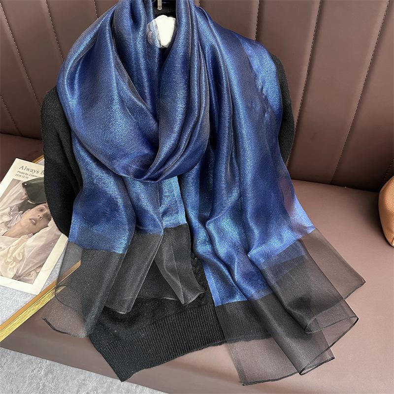 Silk Wool Scarf for Women Solid Scarves Shawls Wraps Pashmina Hijab Foulard Femme Beach Stoles Bandana Luxury Brand Poncho