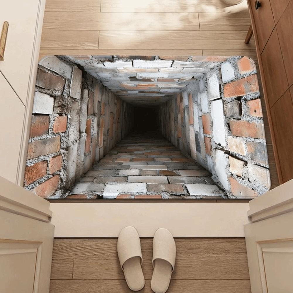 3D Flat Optical Illusion Doormat Non-slip Bedroom Door Rug Creativity Bathroom Carpet  Home Decor