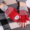 Winter Cute Girls Christmas Gloves Kids Warm Cartoon Gloves Students Fingerless Writing Gloves with Flip Cover 7-13Y