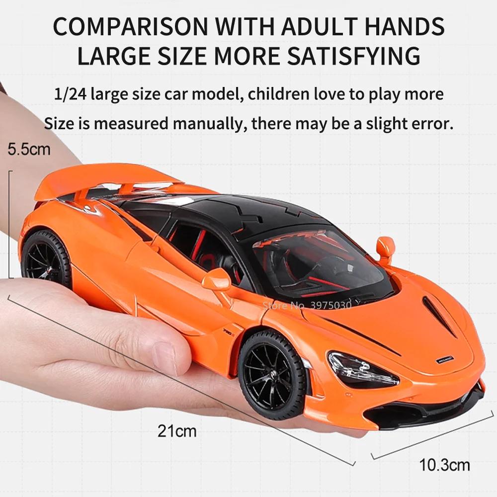 1/24 Scale McLaren 720S Sports Car Alloy Model Toys Simulation Diecasting Car with Sound and Light Pull Back Decorate Toys Boys Present