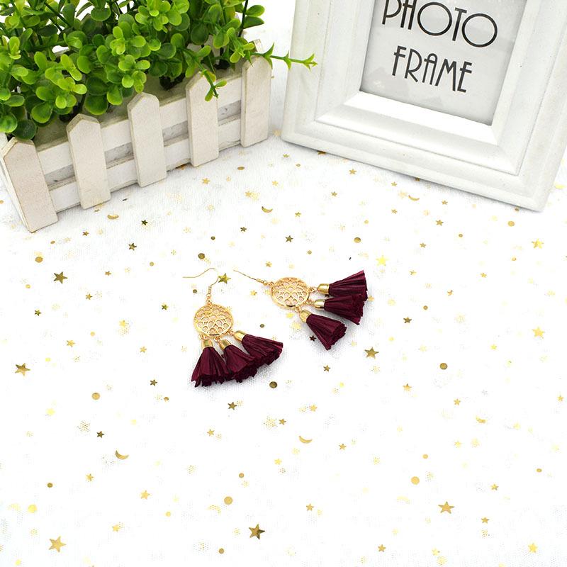 Japanese-Korean Retro Raffia Tassel Earrings: Fashionable, Versatile, Trendy & Simple